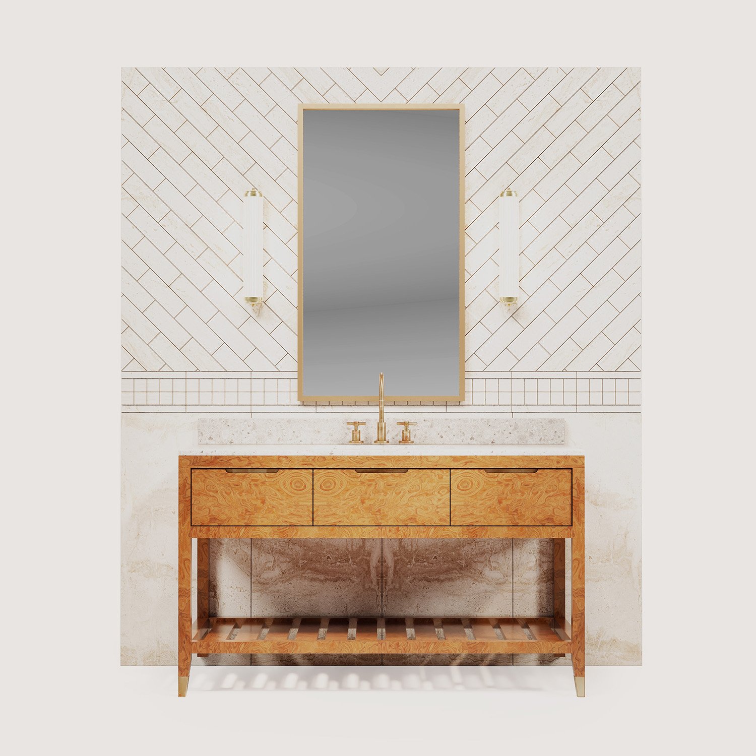 BNL-ENG-B-ELM-GD-RS.jpg NEW ENGLAND ELM Banyo Lavabo Dolabı NICHED 140 - Görsel 1