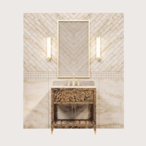 Braggo Furniture ürünü Modern banyo için New England serisi Alpi California burl kaplamalı lüks banyo dolabı 80 cm nişli