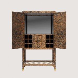 Braggo Furniture ürünü New England serisi Alpi California burl kaplamalı lüks Bar dolabı