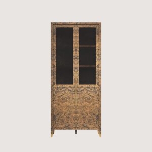 Braggo Furniture ürünü salon için New England serisi Alpi California burl kaplamalı lüks boy konsol dolap half glass