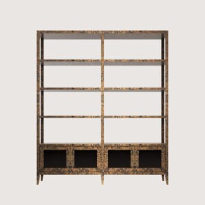 Braggo Furniture ürünü salon veya oturma odası New England serisi Alpi California burl kaplamalı lüks Kitaplık extend