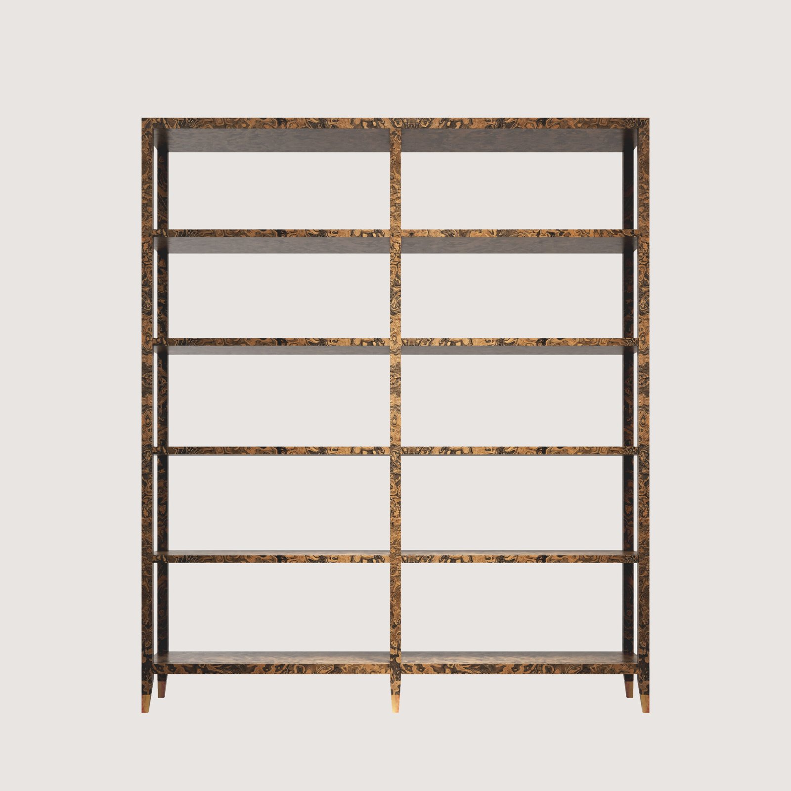 NEW ENGLAND CALIFORNIA BURL Kitaplık EXTEND-WEB1 Braggo Furniture ürünü salon veya oturma odası New England serisi Alpi California burl kaplamalı lüks Kitaplık Extend