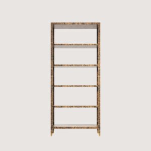 Braggo Furniture ürünü salon veya oturma odası New England serisi Alpi California burl kaplamalı lüks Kitaplık Mid