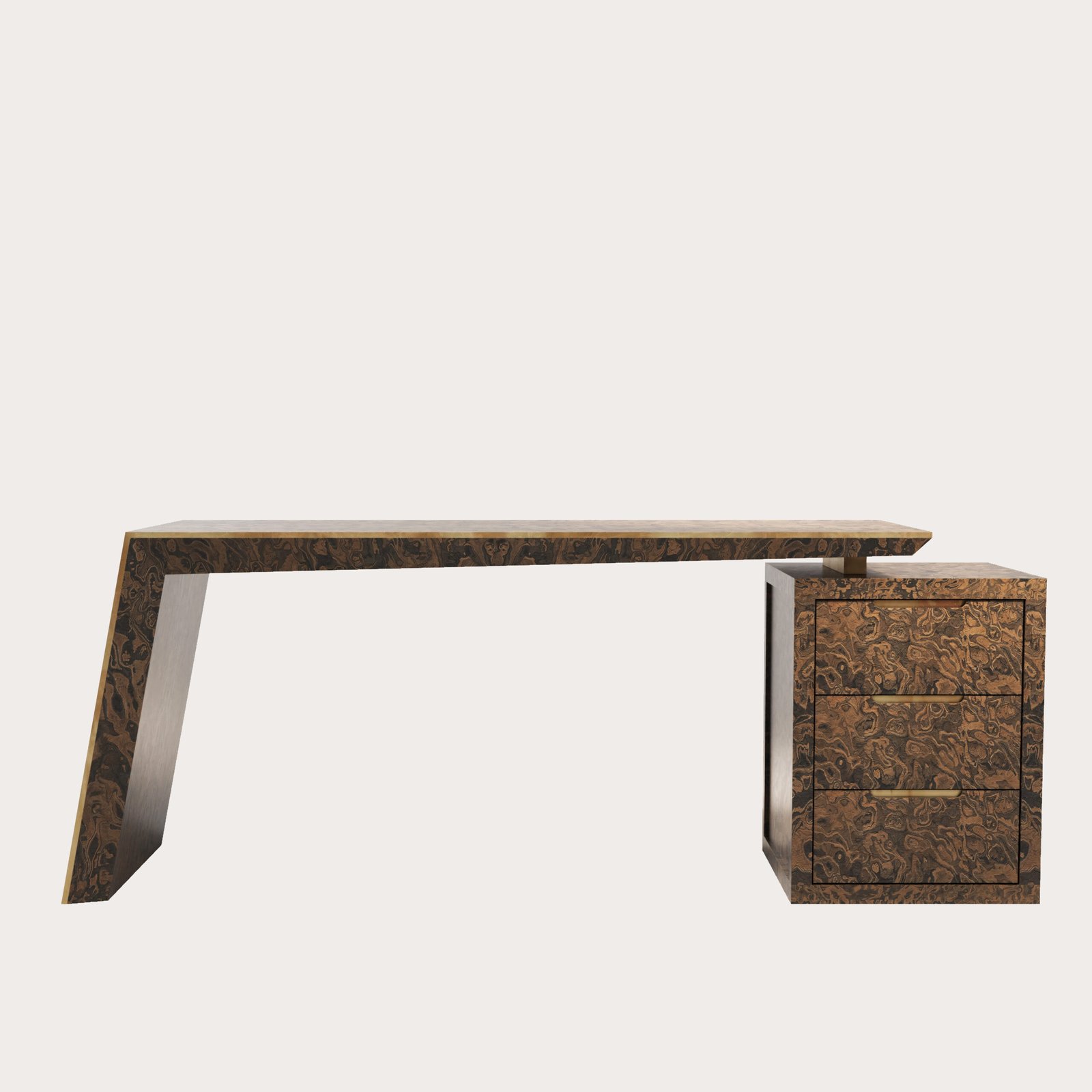 NEW ENGLAND CALIFORNIA BURL Ofis Masası EXCECUTIVE CORNER-WEB1 Braggo Furniture ürünü Çalışma odası için New England serisi Alpi California burl kaplamalı lüks Ofis masası