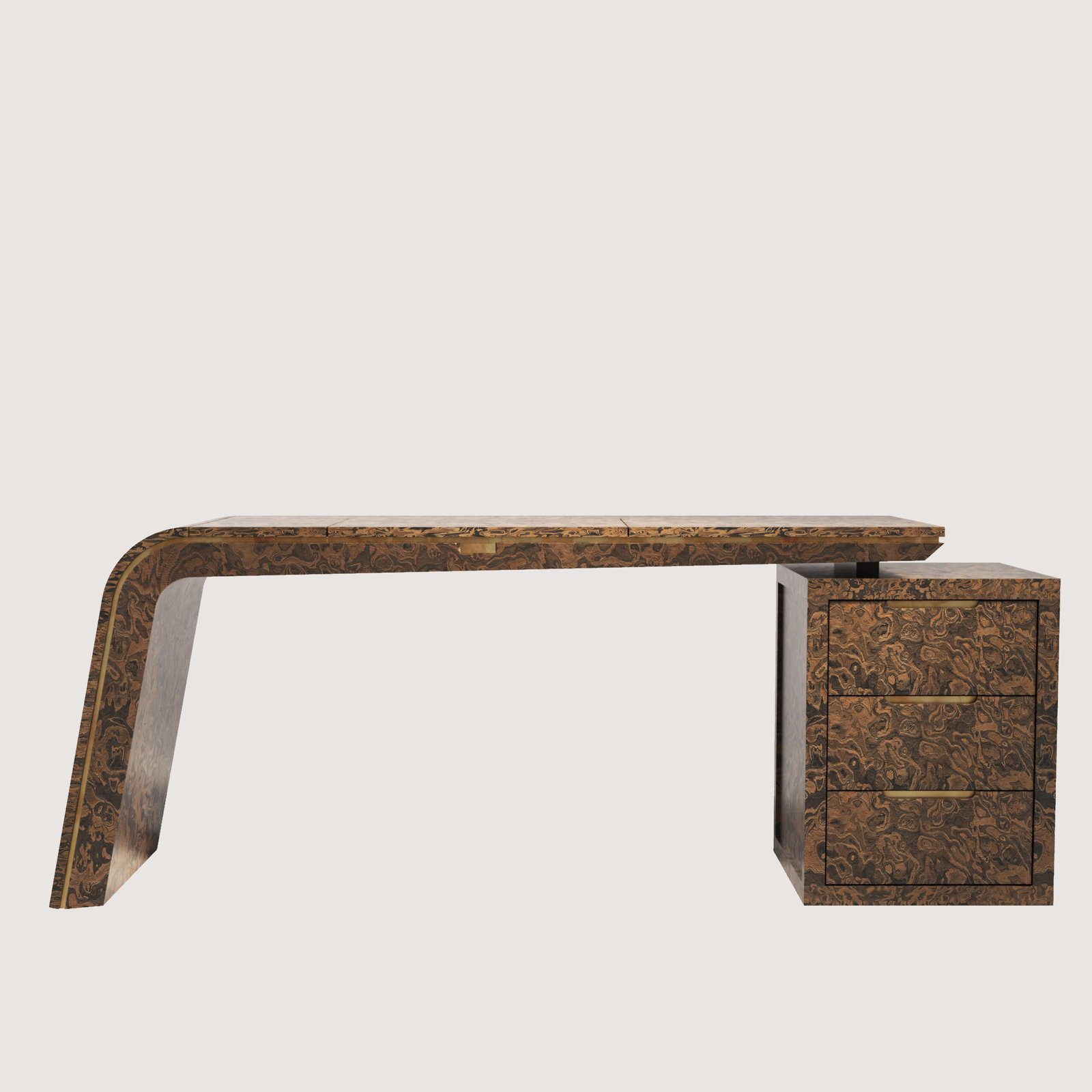 NEW ENGLAND CALIFORNIA BURL Ofis Masası EXCECUTIVE MID-WEB1 Braggo Furniture ürünü Çalışma odası için New England serisi Alpi California burl kaplamalı lüks Ofis masası executive mid