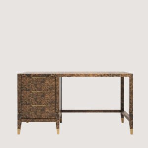 Braggo Furniture ürünü Çalışma odası için New England serisi Alpi California burl kaplamalı lüks senior tek etejerli Ofis masası