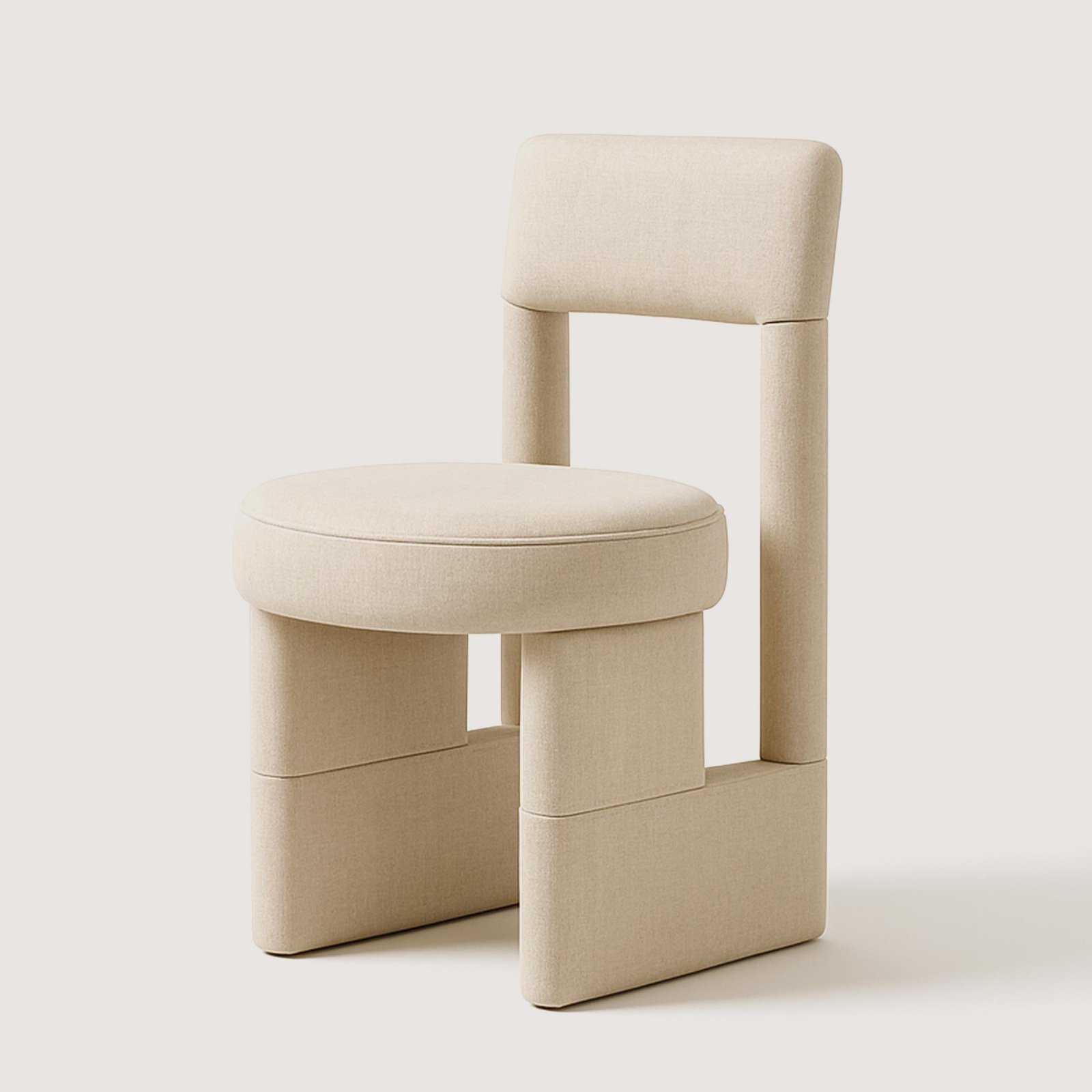 Yemek-Masasi-Sandalyesi-Blok-1-Keten-Bej Kumaş-Yemek Masası Sandalyesi - Görsel 1