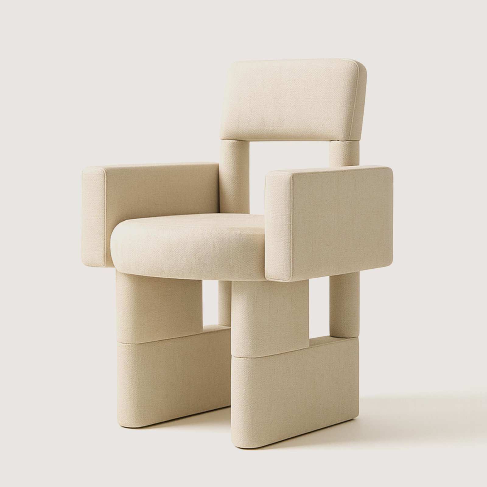 Yemek-Masasi-Sandalyesi-Blok-Kolcakli-1-Keten-Bej Kumaş-Yemek Masası Kolçaklı Sandalyesi - Görsel 1